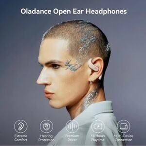 Oladance OWS wireless on ear pro earphone in pearly haze pink